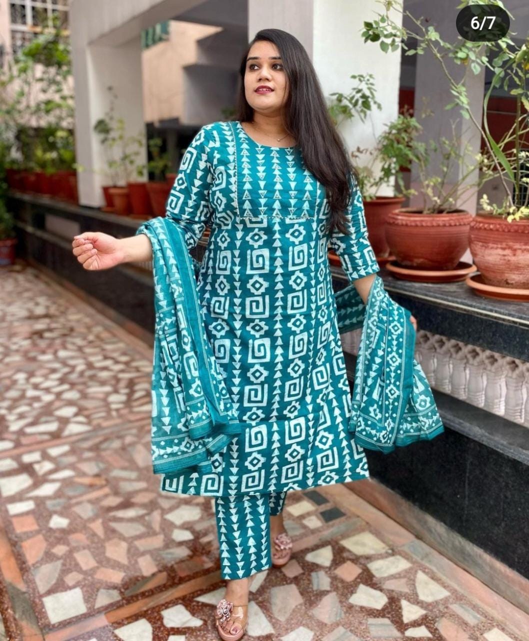 Cotton 60*60 Kurta Set with Sequence Work