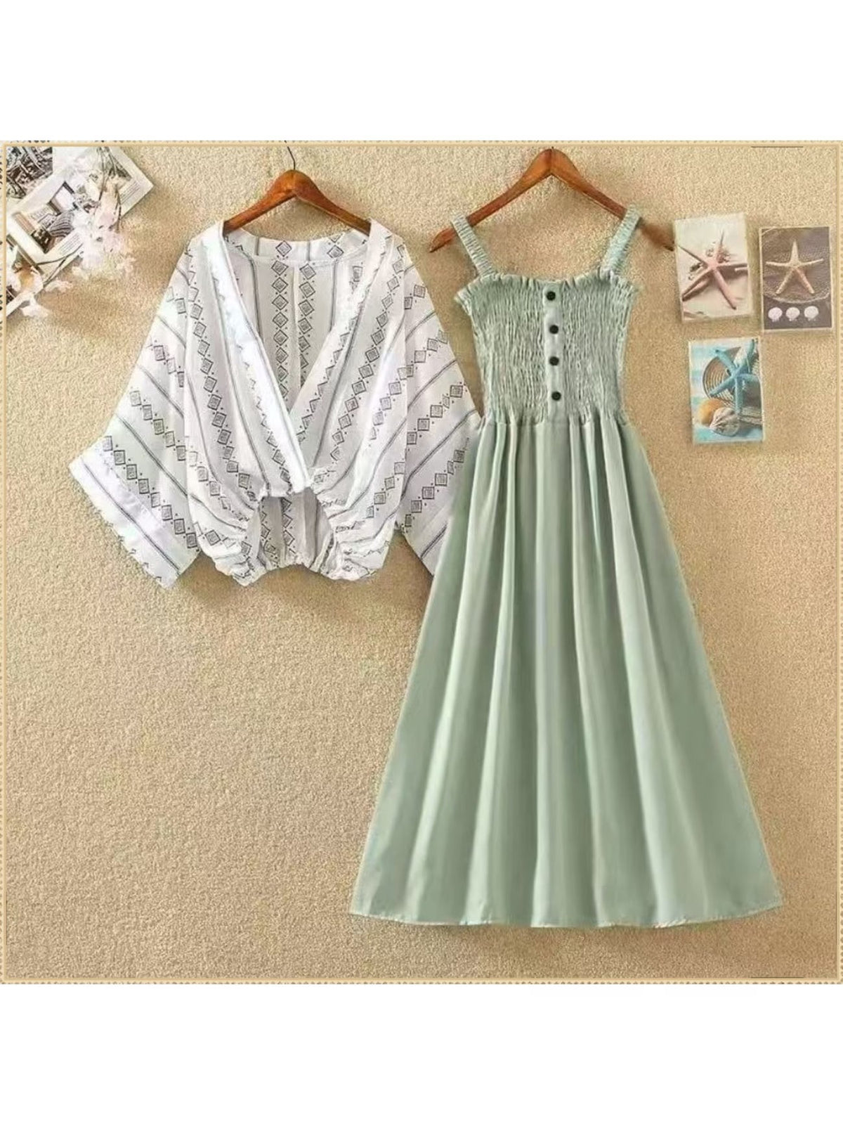 Women's Chiffon Waist-Cinched Dress & Layered Two-Piece Set