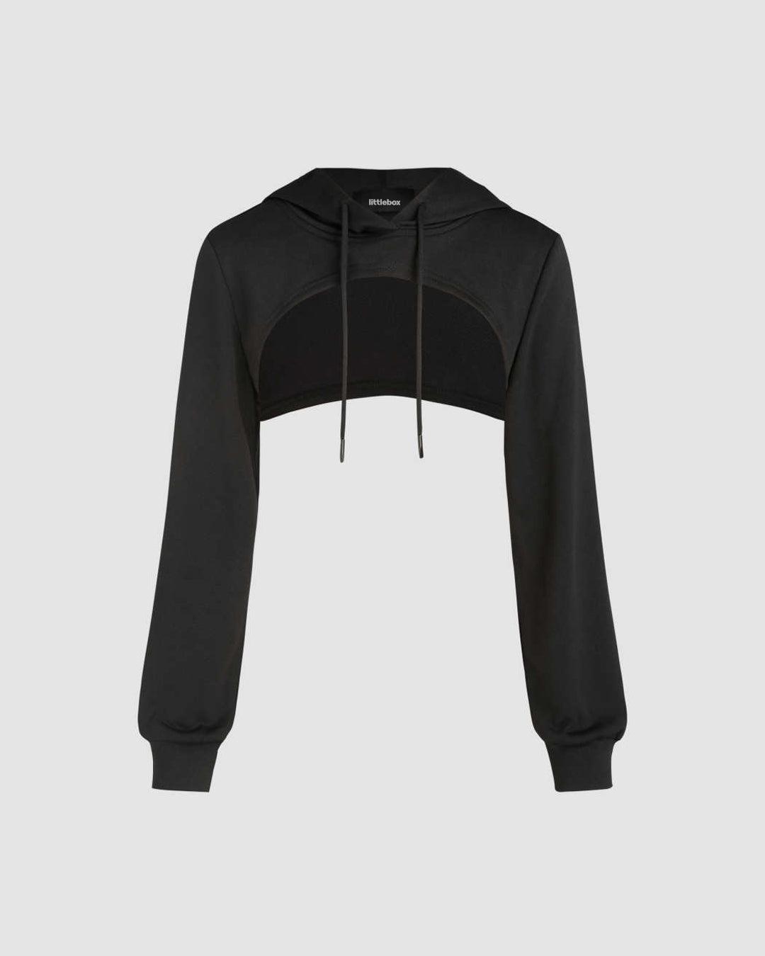 Black Two Piece Dress with Corset Detail and Hoodie Shrug