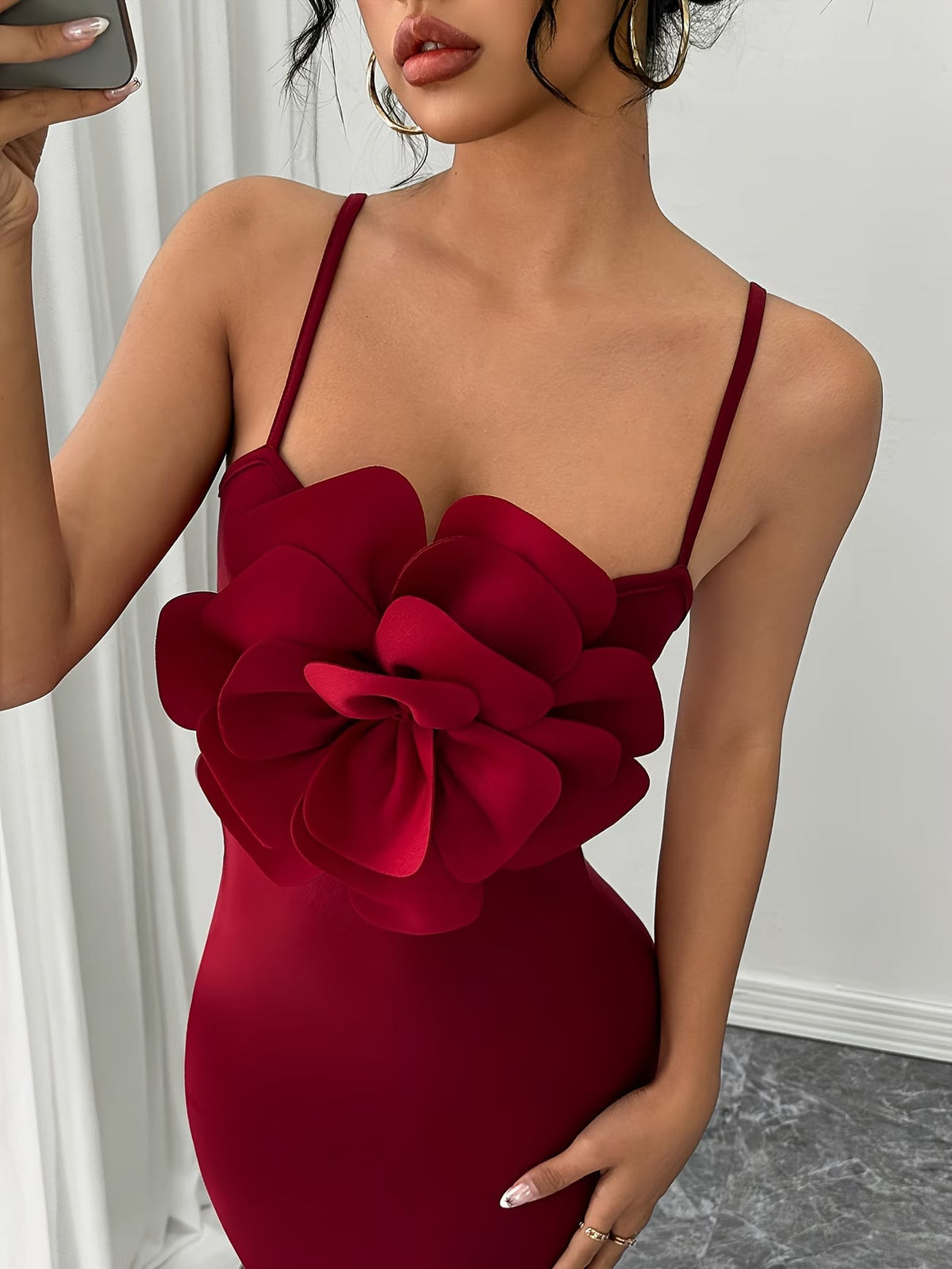 Women's Elegant 3D Floral Statement Maxi Dress