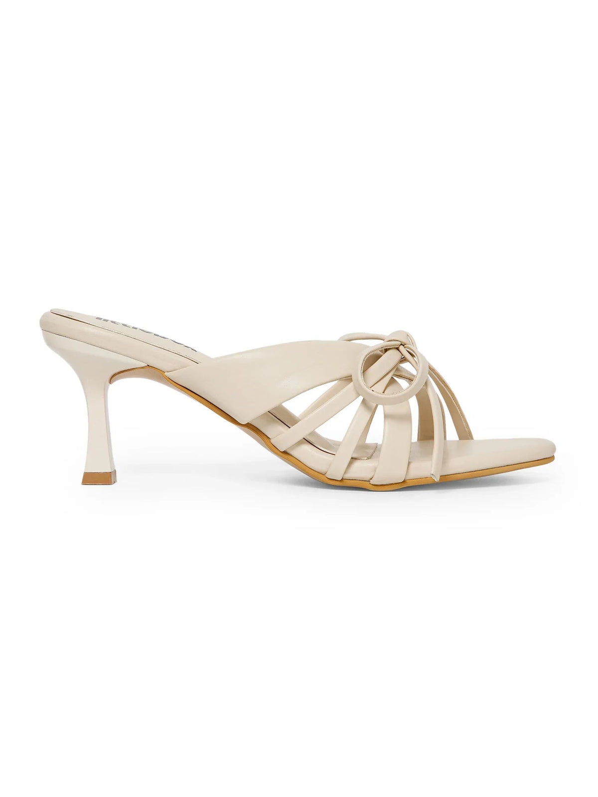 Beige Open Toe Bowknot Strappy Heel Sandal