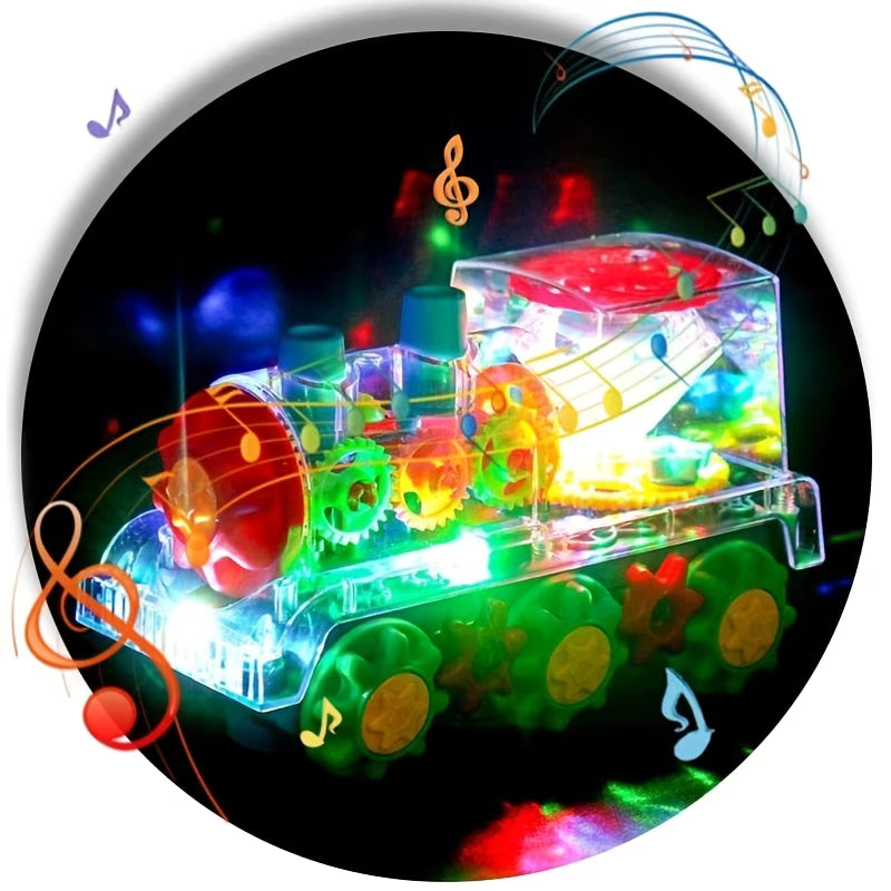 🚂 Electric Transparent Gear Train Toy with Lights & Music 4