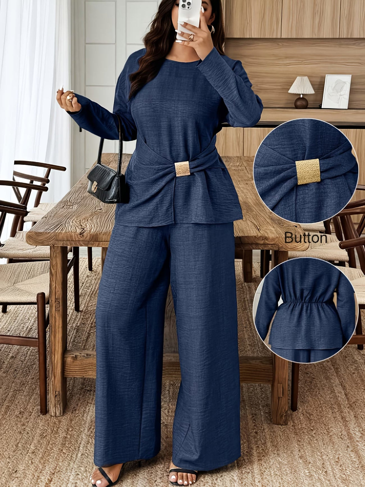Elegant Pleated Waist Tie Co-Ord Set