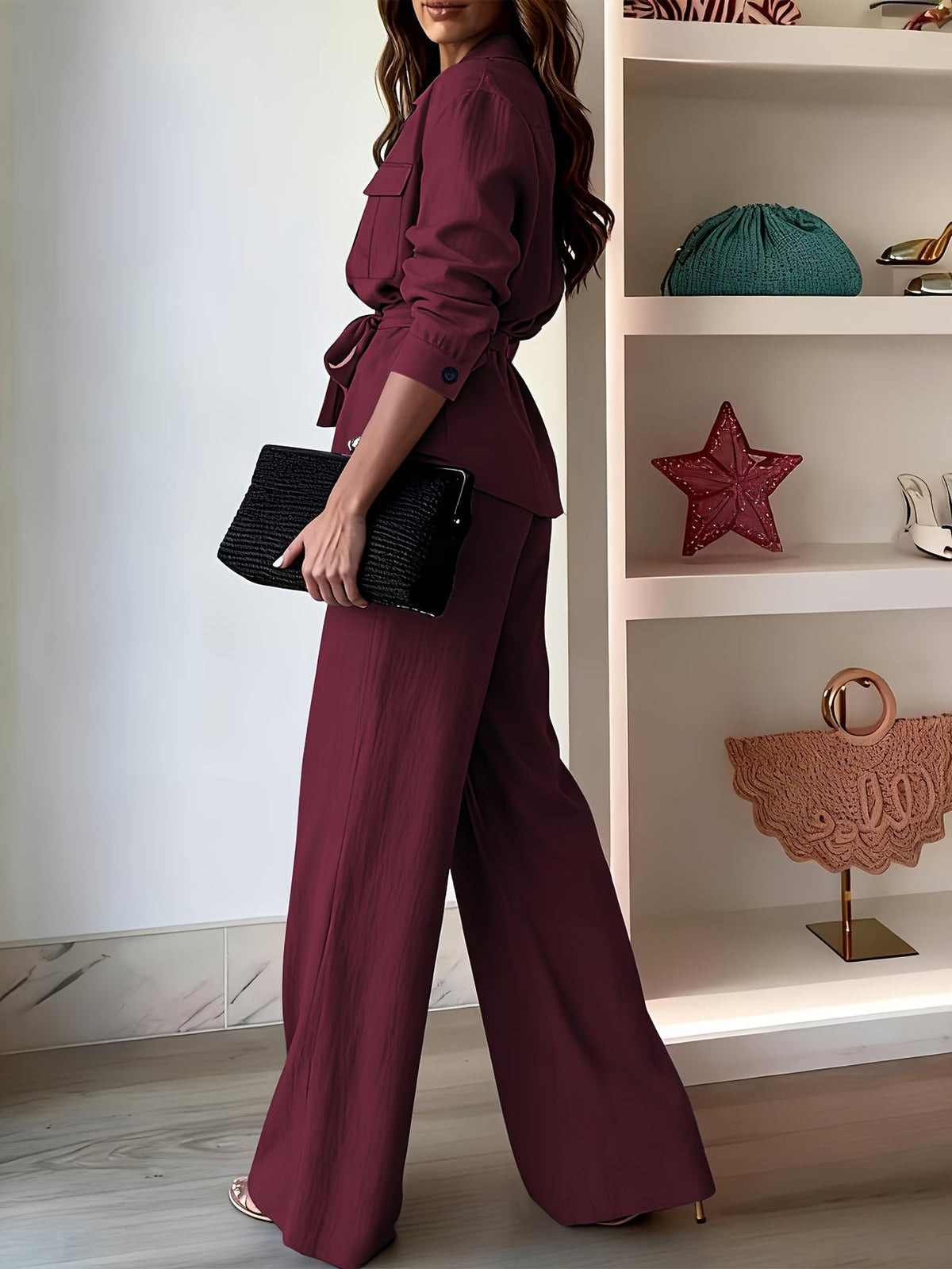Chic Drawstring Wide-Leg Co-Ord Set