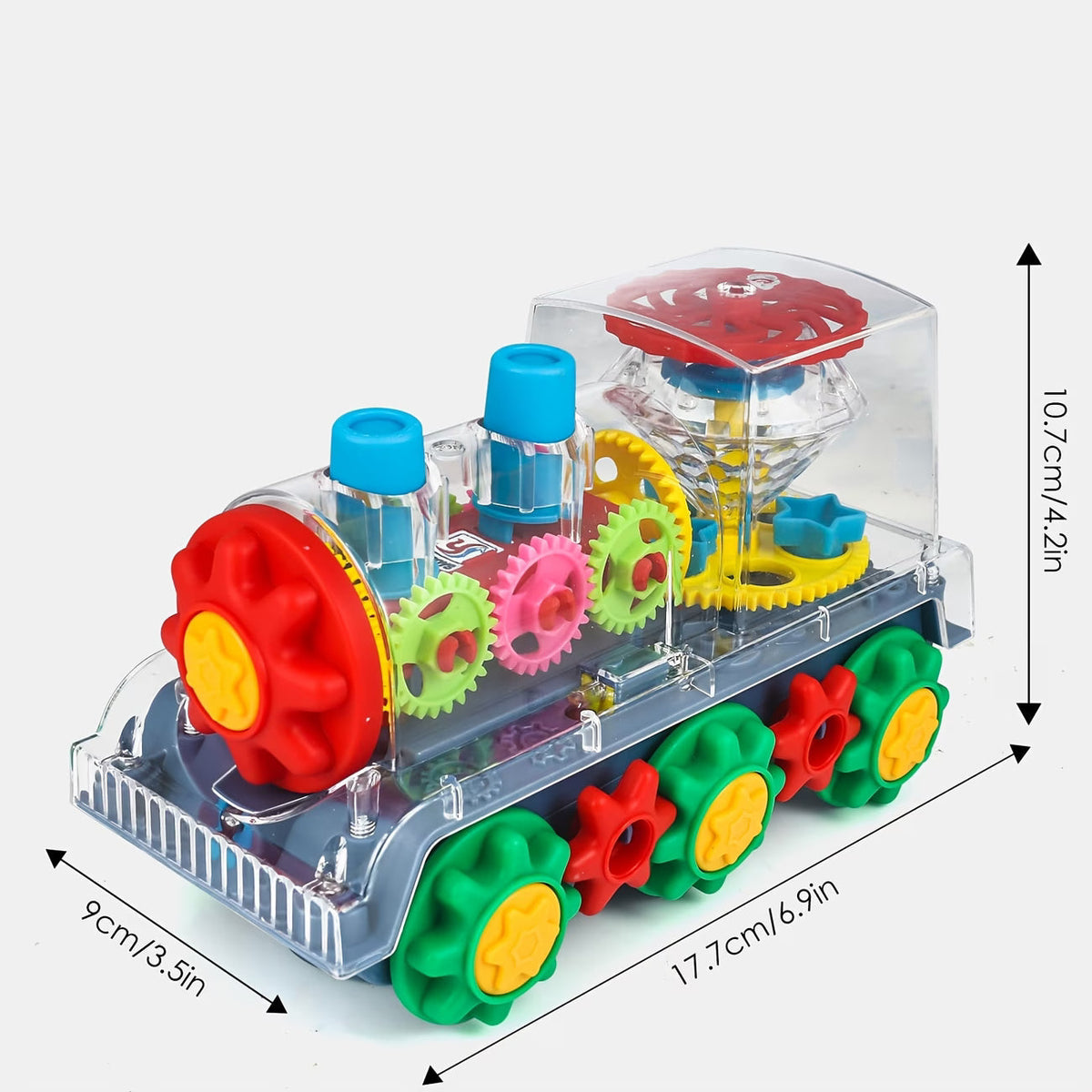🚂 Electric Transparent Gear Train Toy with Lights & Music 4