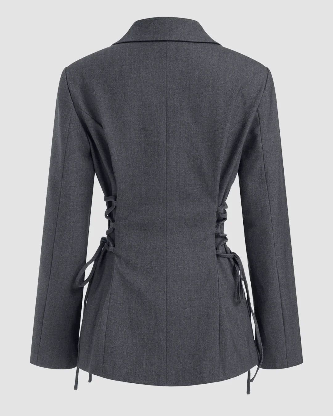 Notch Collar Size Tie Button Oversized Blazer in Dark Grey