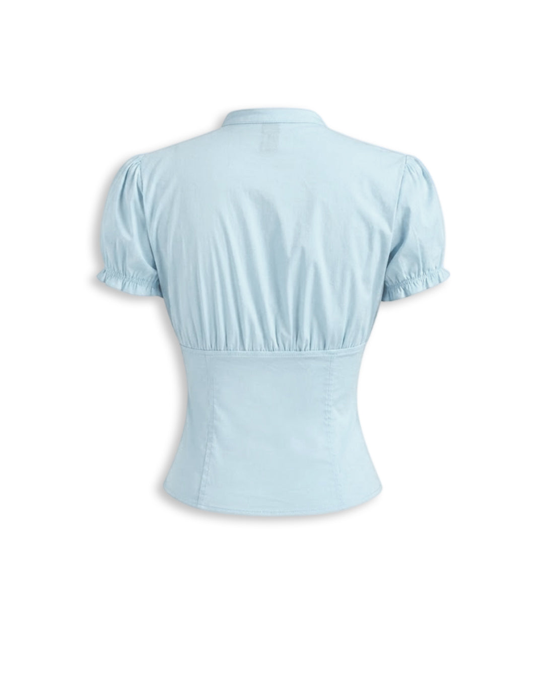 V-neck Lettuce Trim Short Sleeve Top in Sky Blue