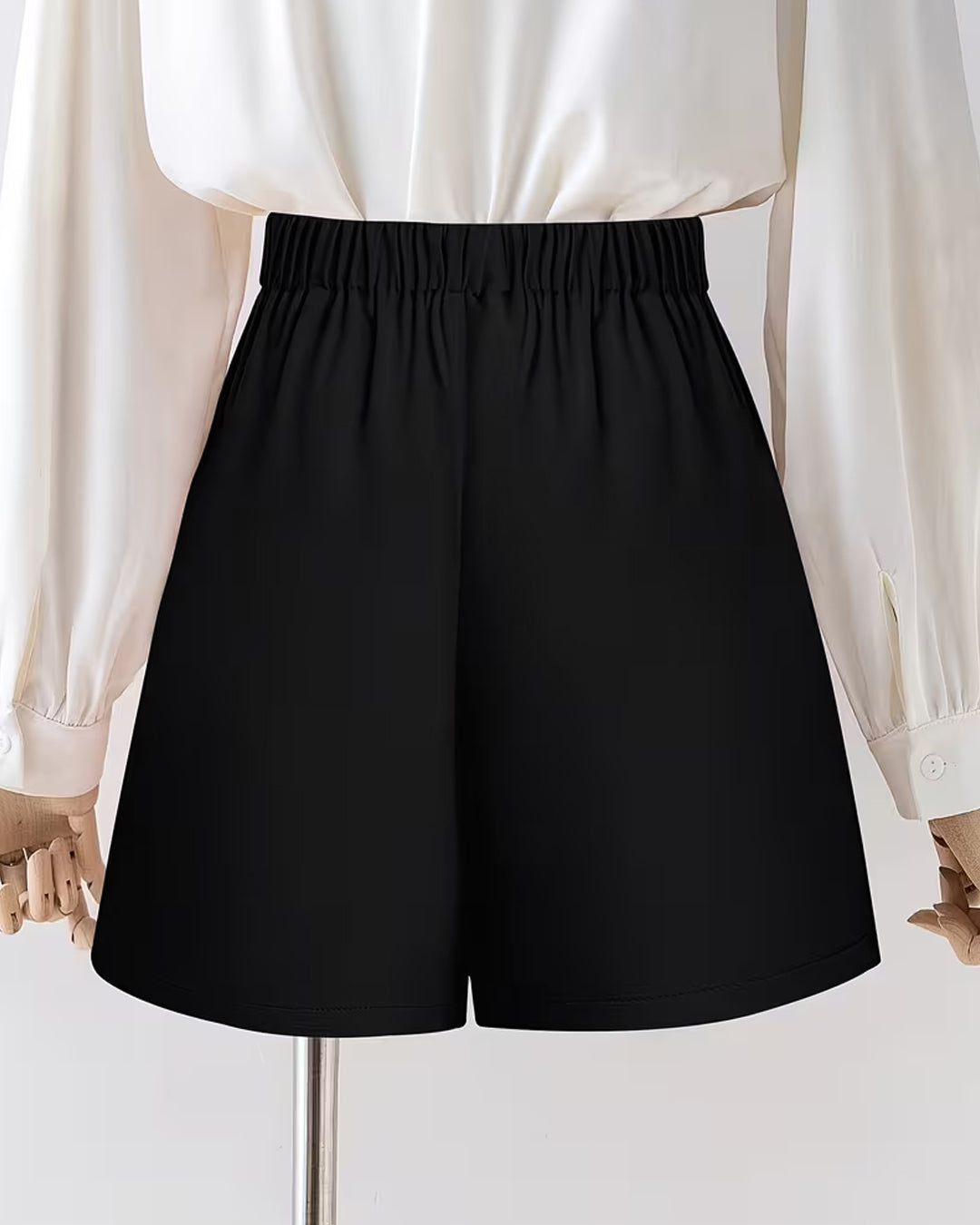 High Waist Pleated Shorts in Black
