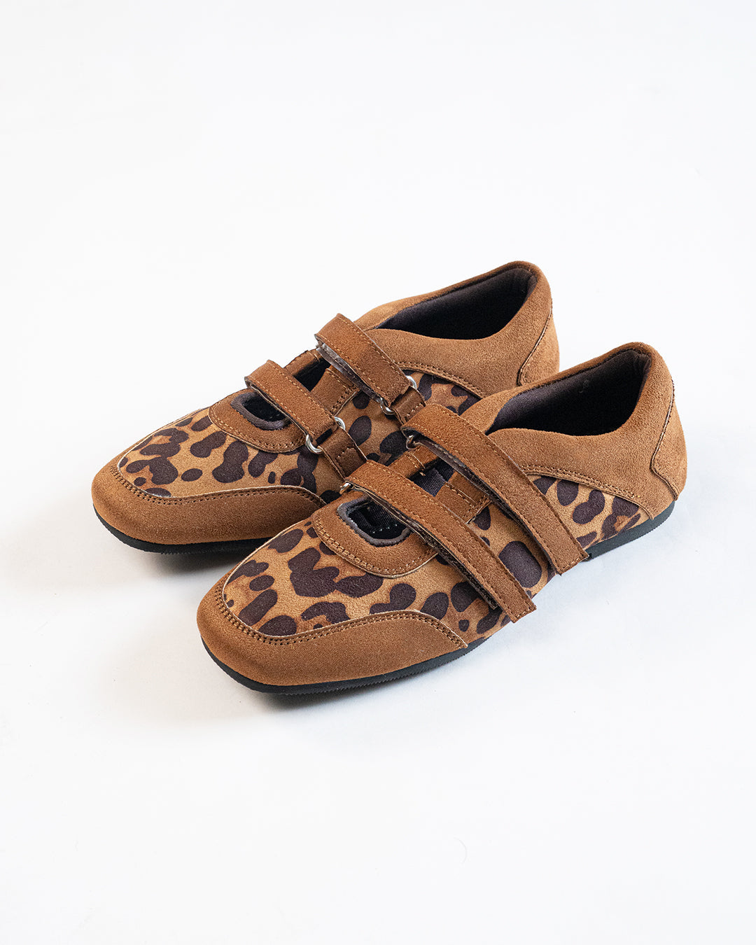 Leopard Print Velcro Double Strap Sneakers