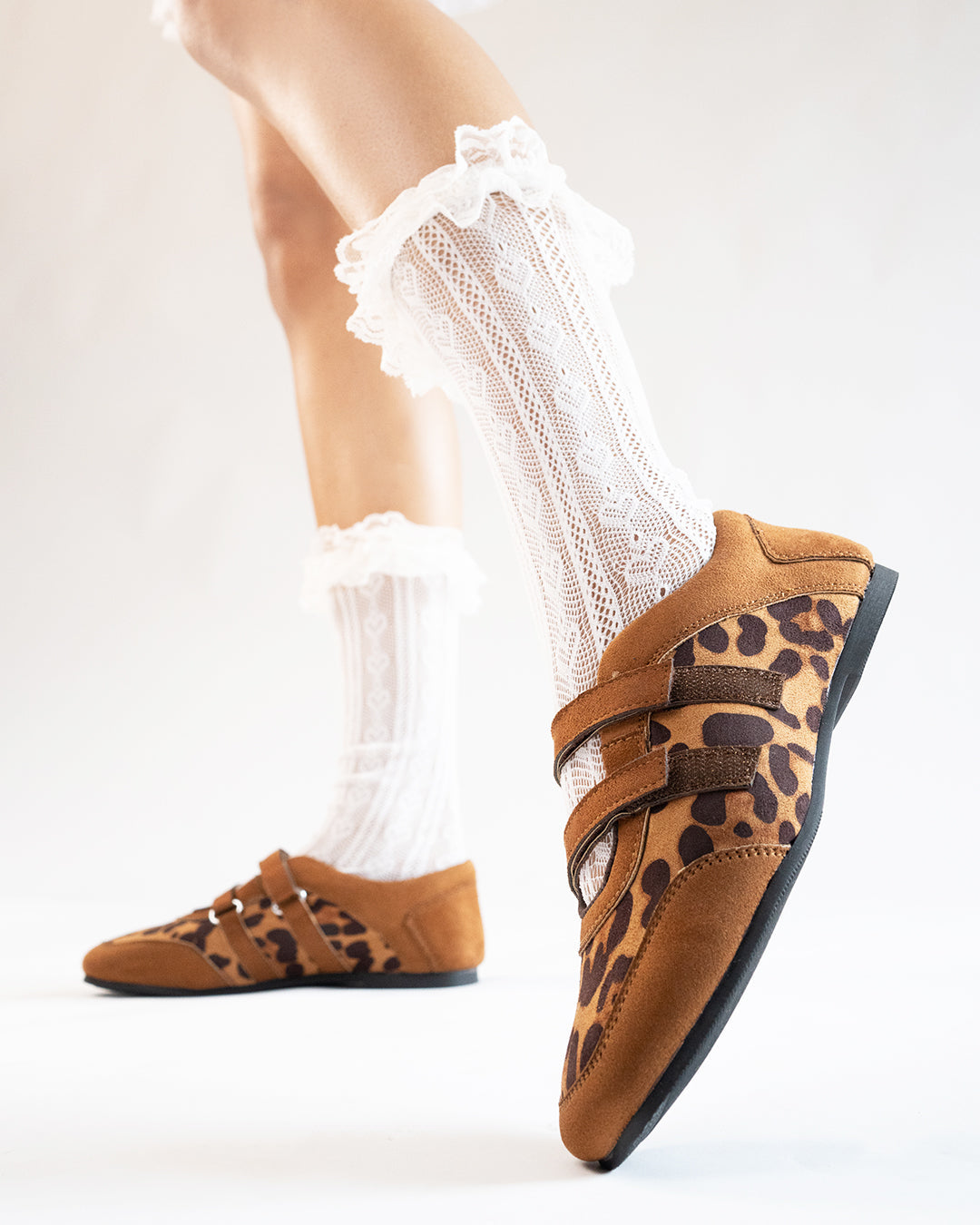 Leopard Print Velcro Double Strap Sneakers