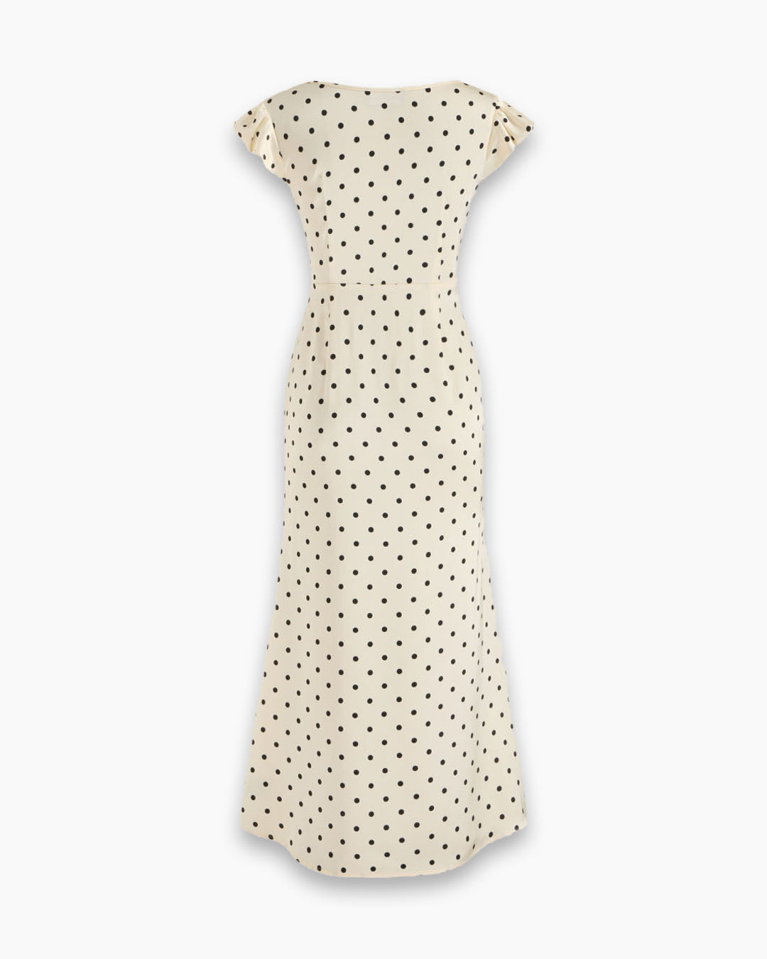 Sweetheart Neck Fit and Flare Polka Dot Short Sleeve Maxi Dress