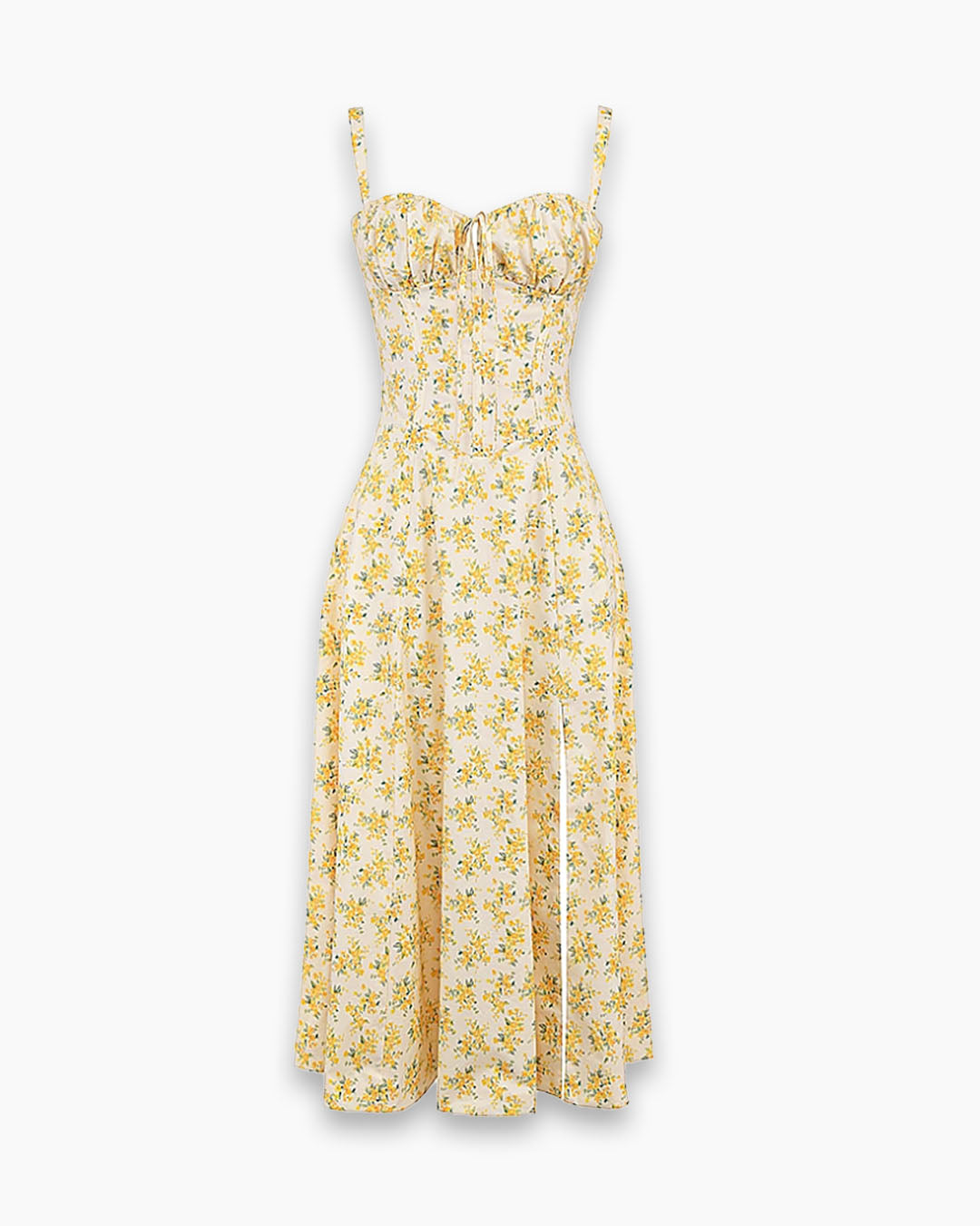 Sweetheart Neck Fit and Flare A-Line Hem Floral Print Sleeveless Midi Dress