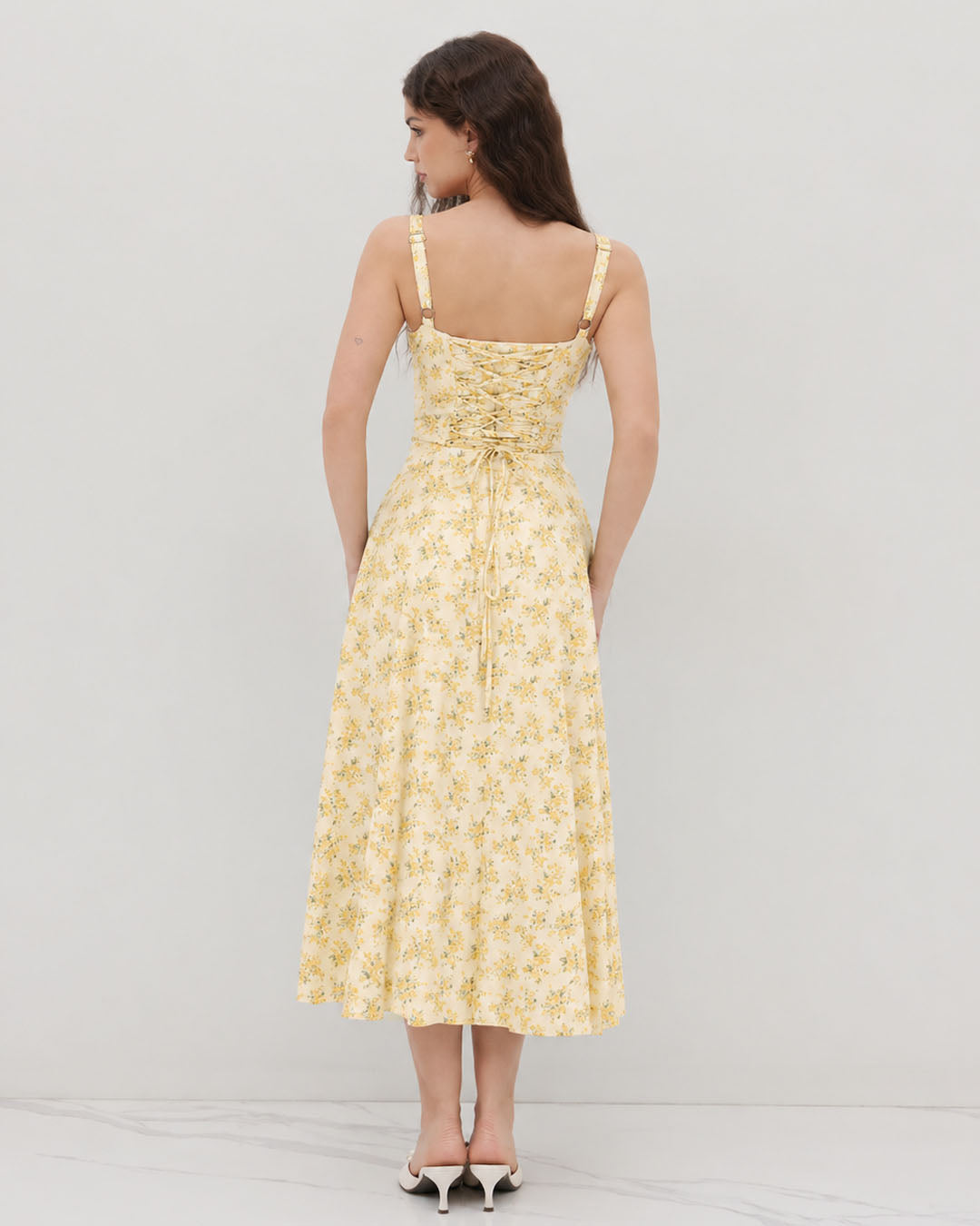 Sweetheart Neck Fit and Flare A-Line Hem Floral Print Sleeveless Midi Dress