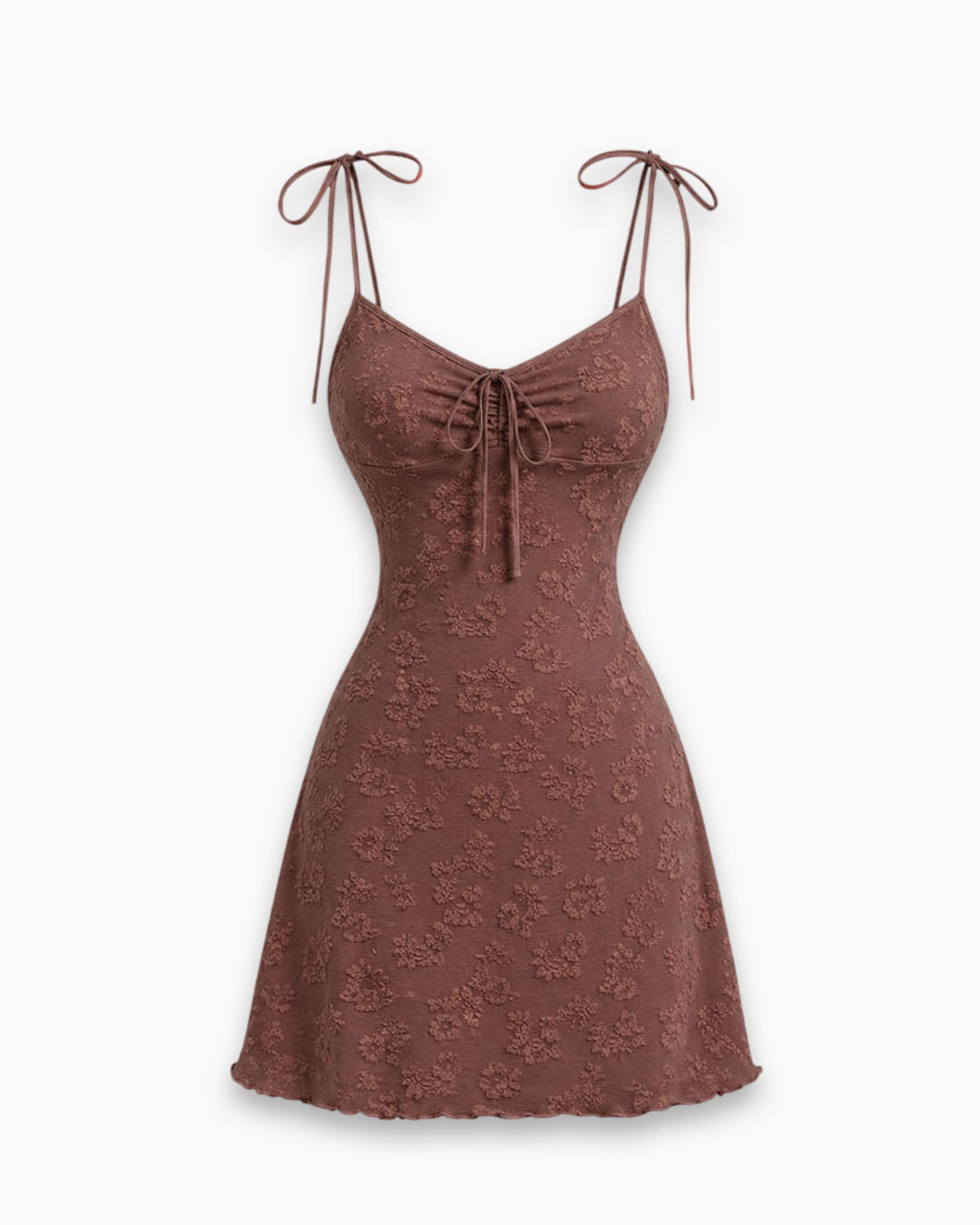 Tie-Front Sweetheart Neck Fit and Flare Lace Sleeveless Mini Dress