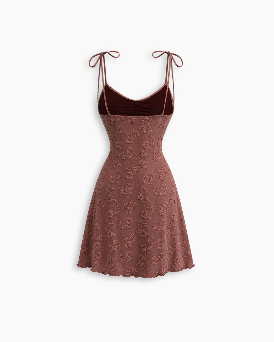 Tie-Front Sweetheart Neck Fit and Flare Lace Sleeveless Mini Dress