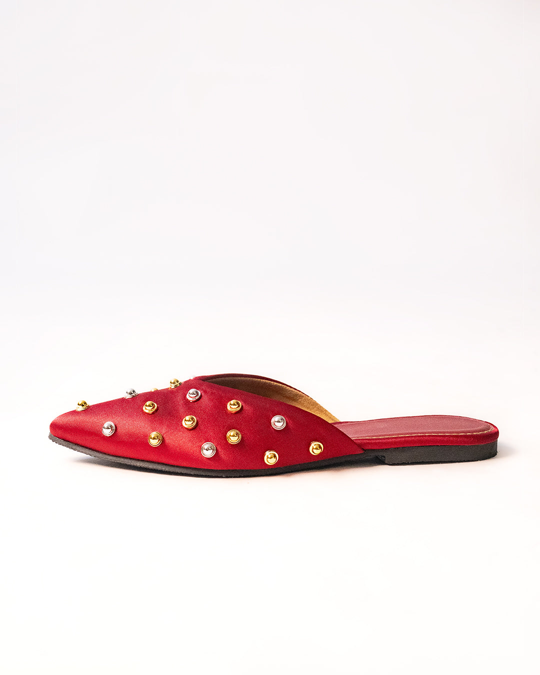Pointed Embellished Mule Flats