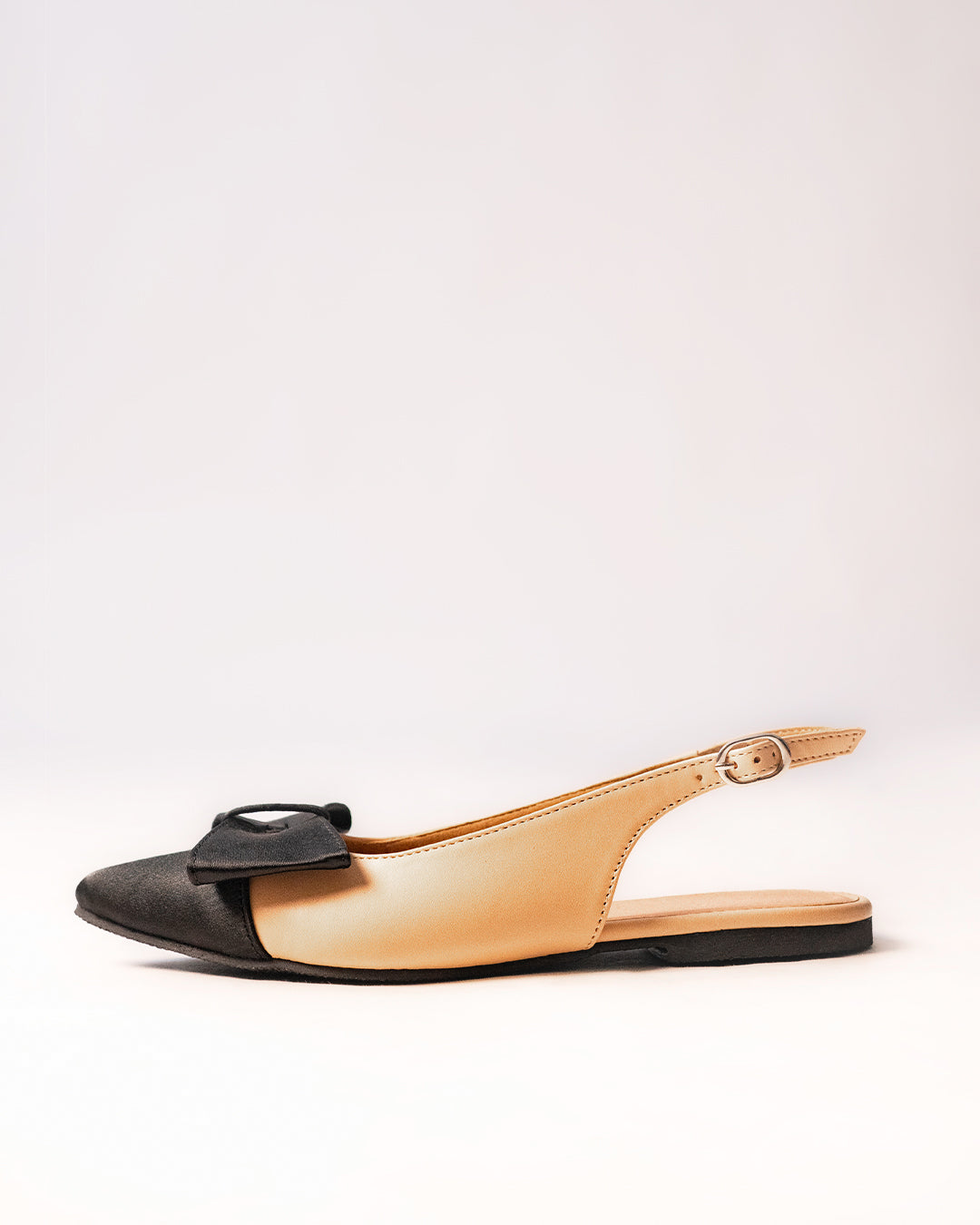 Slingback Flats Bow Detail Sharp Toe Slip On