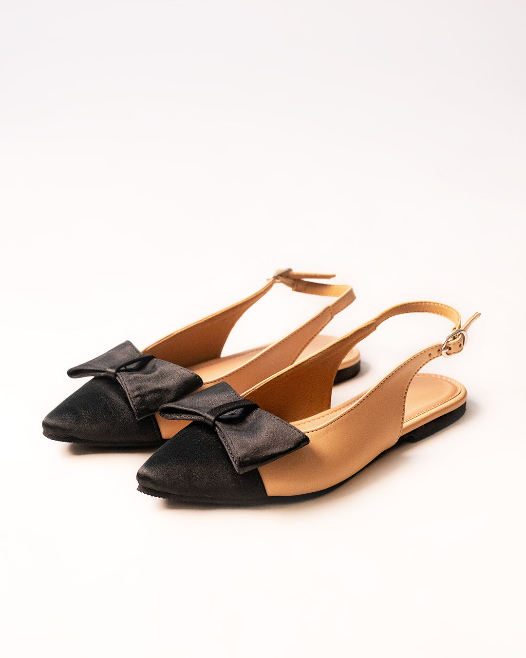 Slingback Flats Bow Detail Sharp Toe Slip On