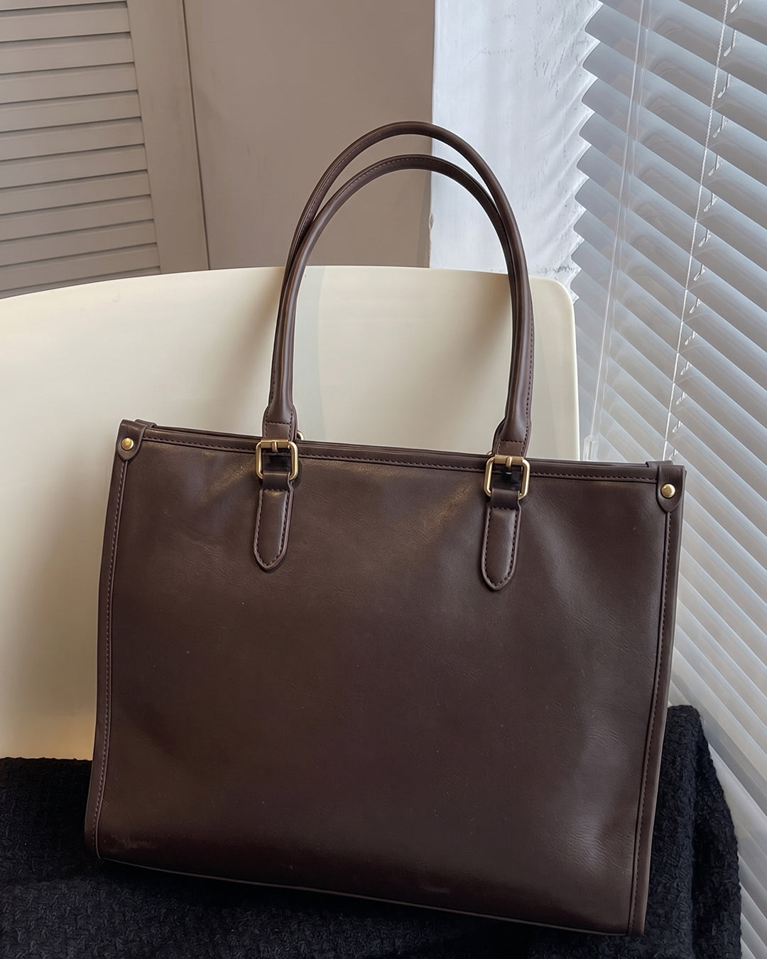 Everyday Structured Tote Bag in Cocoa Brown