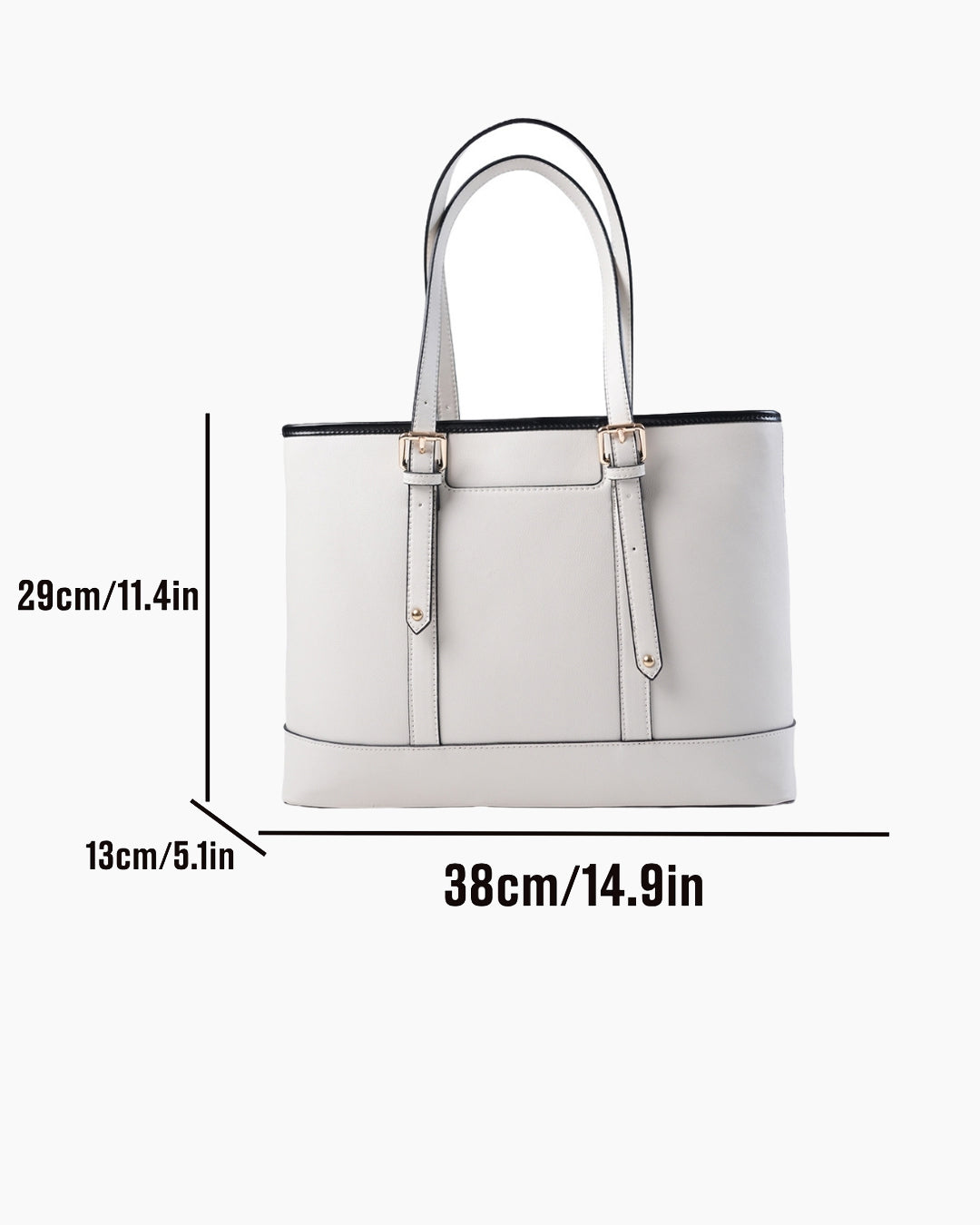 Buckle Accent Office Tote Bag in Cream