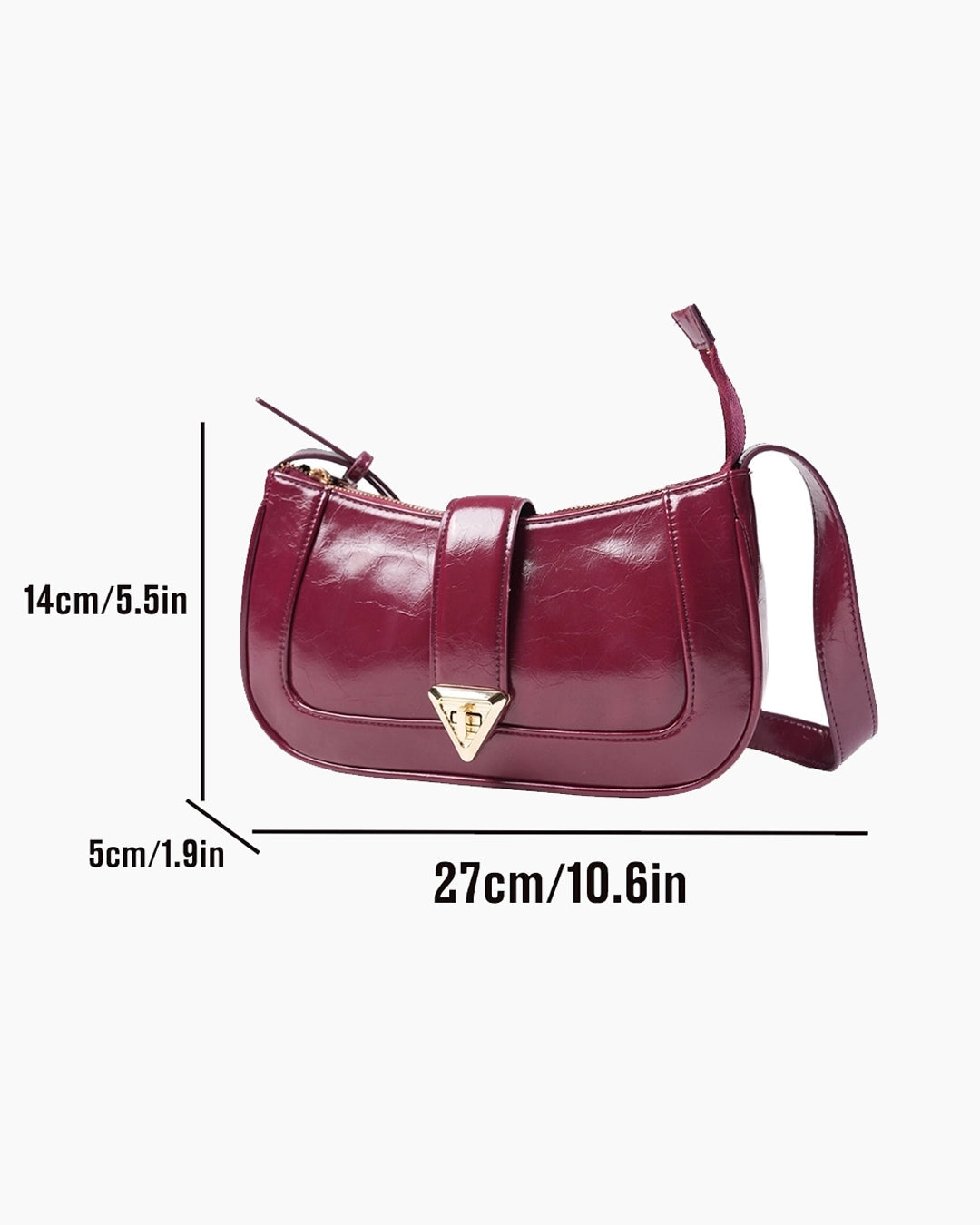 Elegant Patent Finish Shoulder Bag in Cherry Red