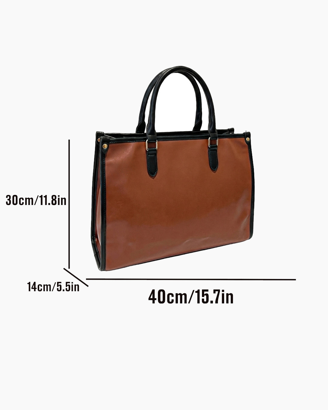 Tailored Contrast Handle Tote Bag in Brown