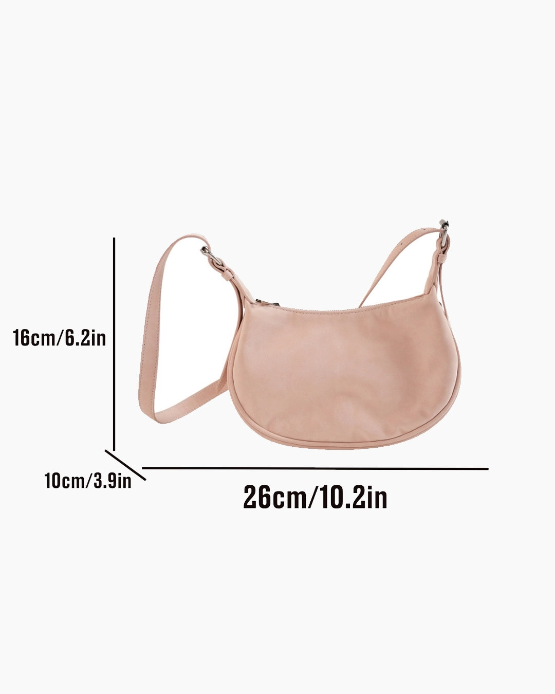 Minimal Curved Shoulder Bag in Beige