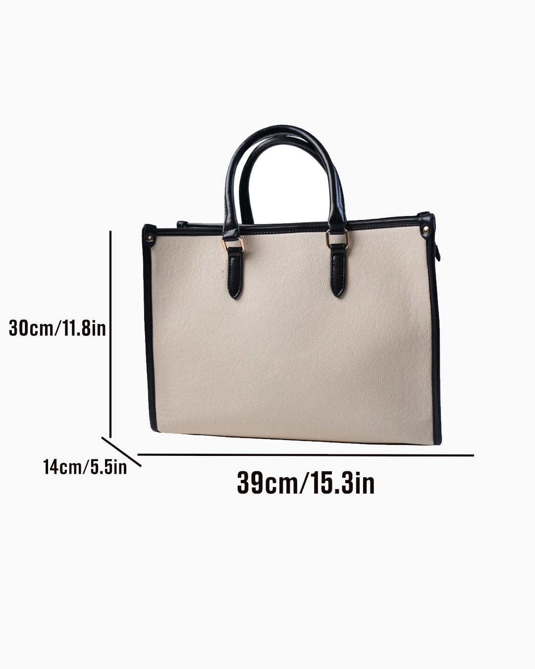 Tailored Contrast Handle Tote Bag in Ivory White