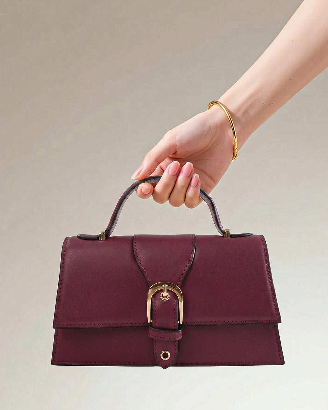 Chain Strap Top Handle Sling Bag in Cherry Red