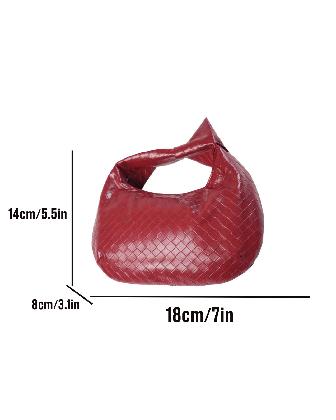 Puffy Knot Handle Shoulder Bag in Maroon