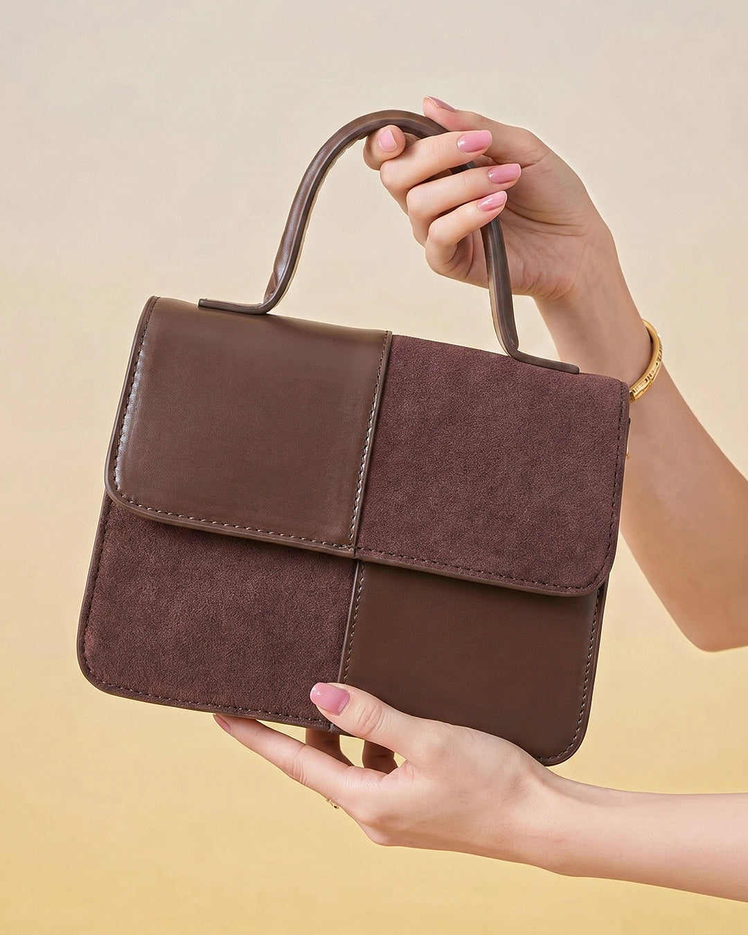 Refined Top Handle Sling Bag in Brown