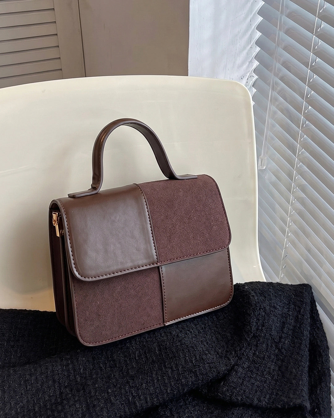 Refined Top Handle Sling Bag in Brown