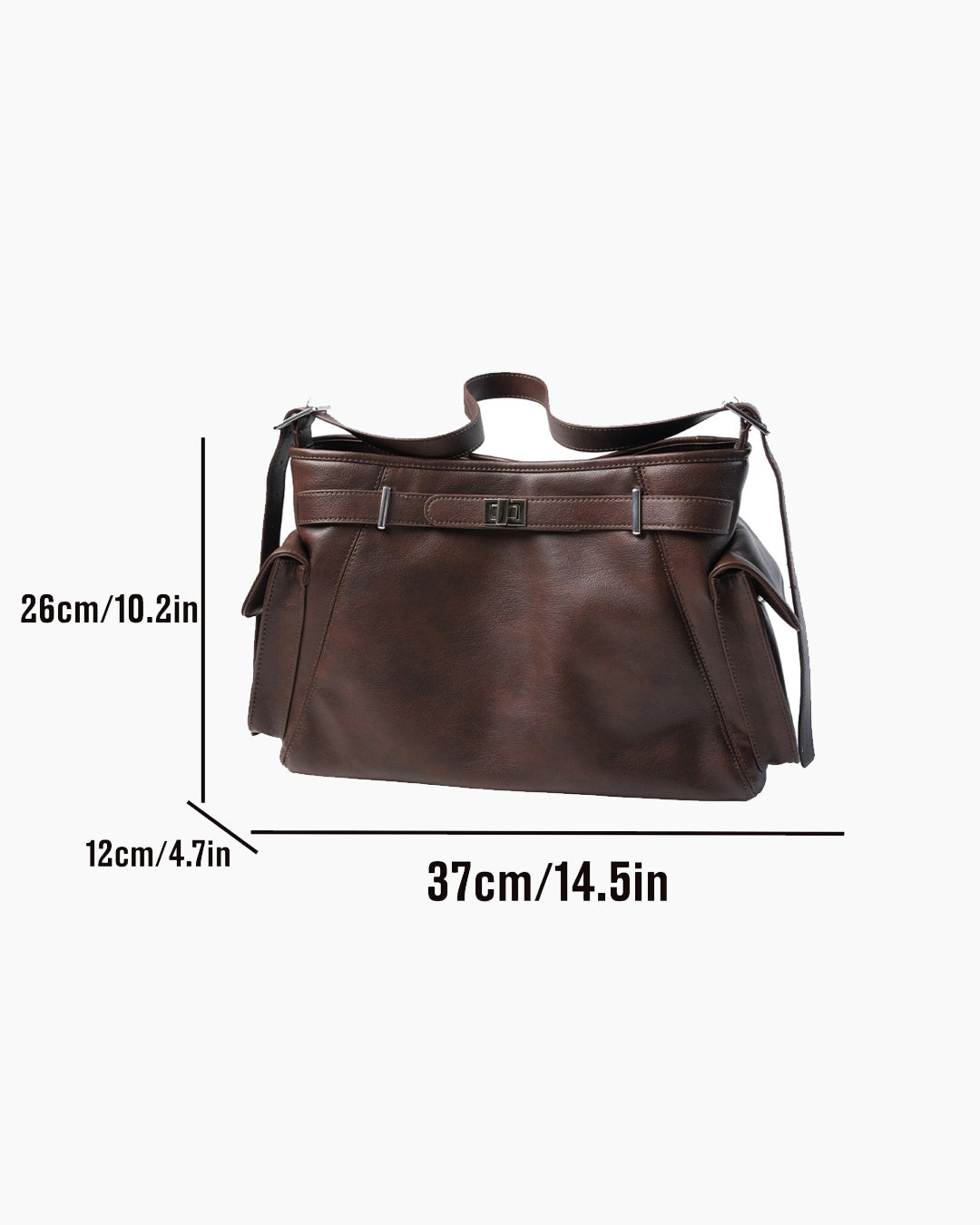 Adjustable Strap Shoulder Bag in Espresso Brown