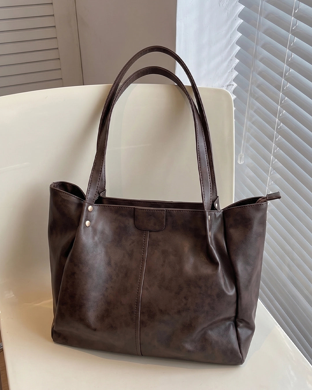 Spacious Everyday Shoulder Tote in Cocoa Brown