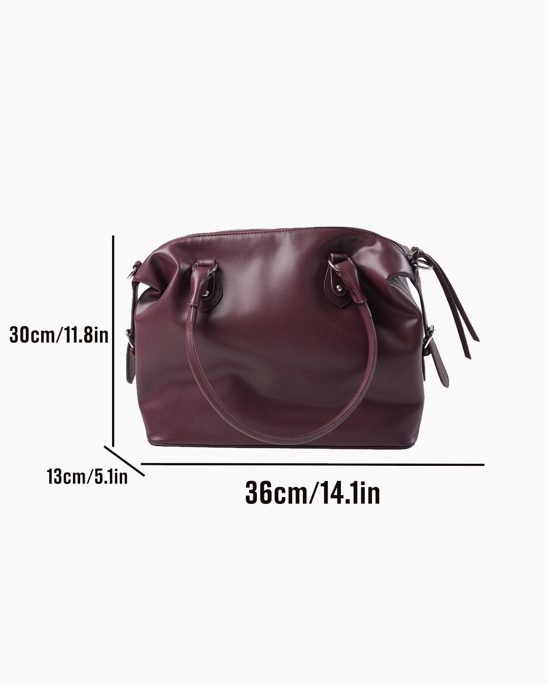 Multi Zip Tote Handbag in Maroon