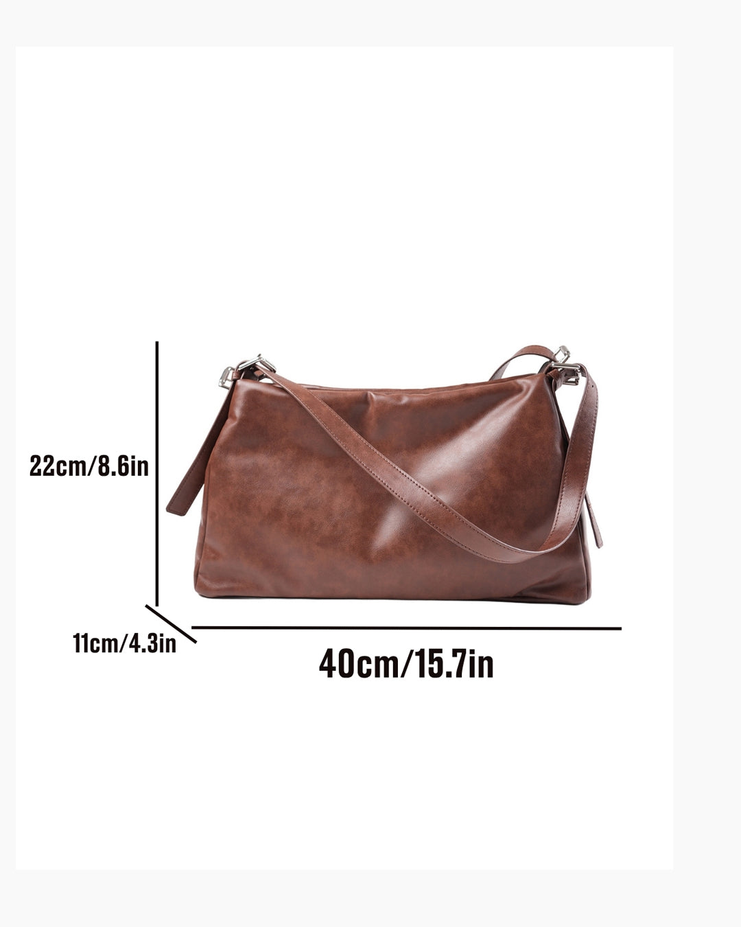 Relaxed Fit Minimal Shoulder Bag in Chocolate Brown