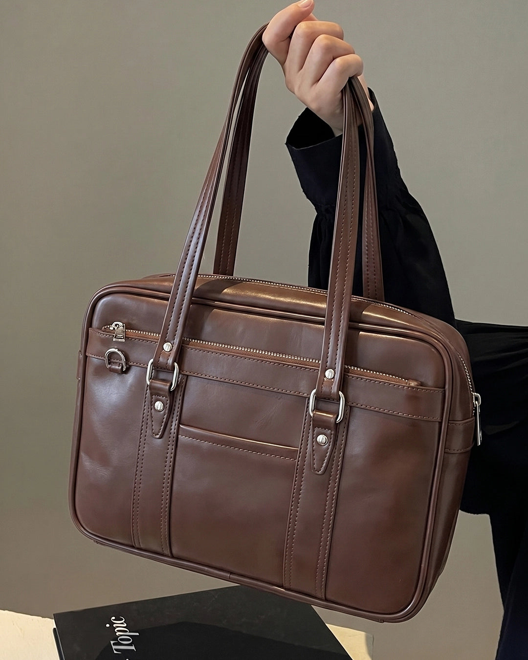 Korean Style Shoulder Work Multipurpose Bag in Chocolate Brown