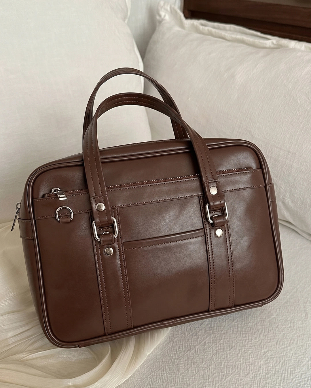 Korean Style Shoulder Work Multipurpose Bag in Chocolate Brown