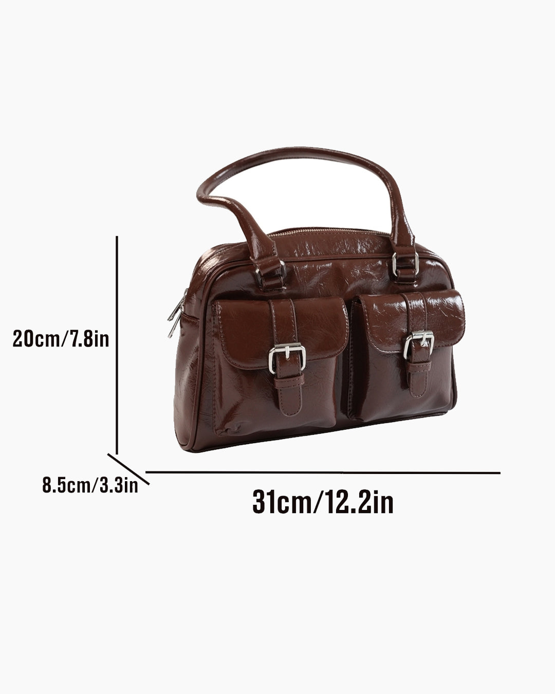 Y2K Patent Shoulder Handbag in Chocolate Brown