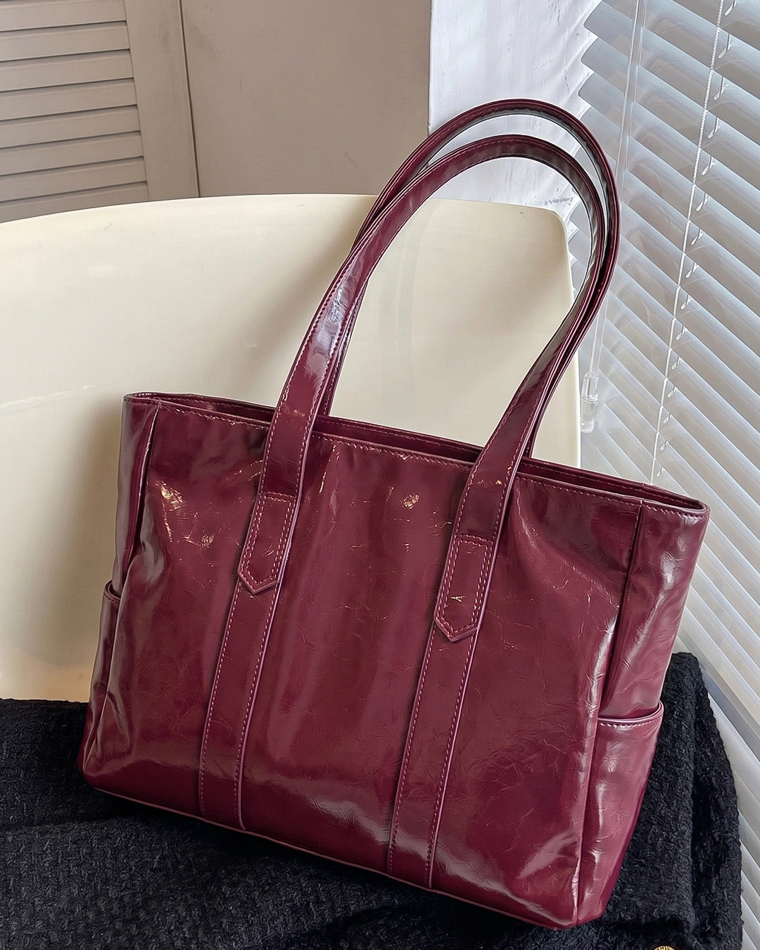 Versatile Large Capacity Tote Bag in Cherry Red