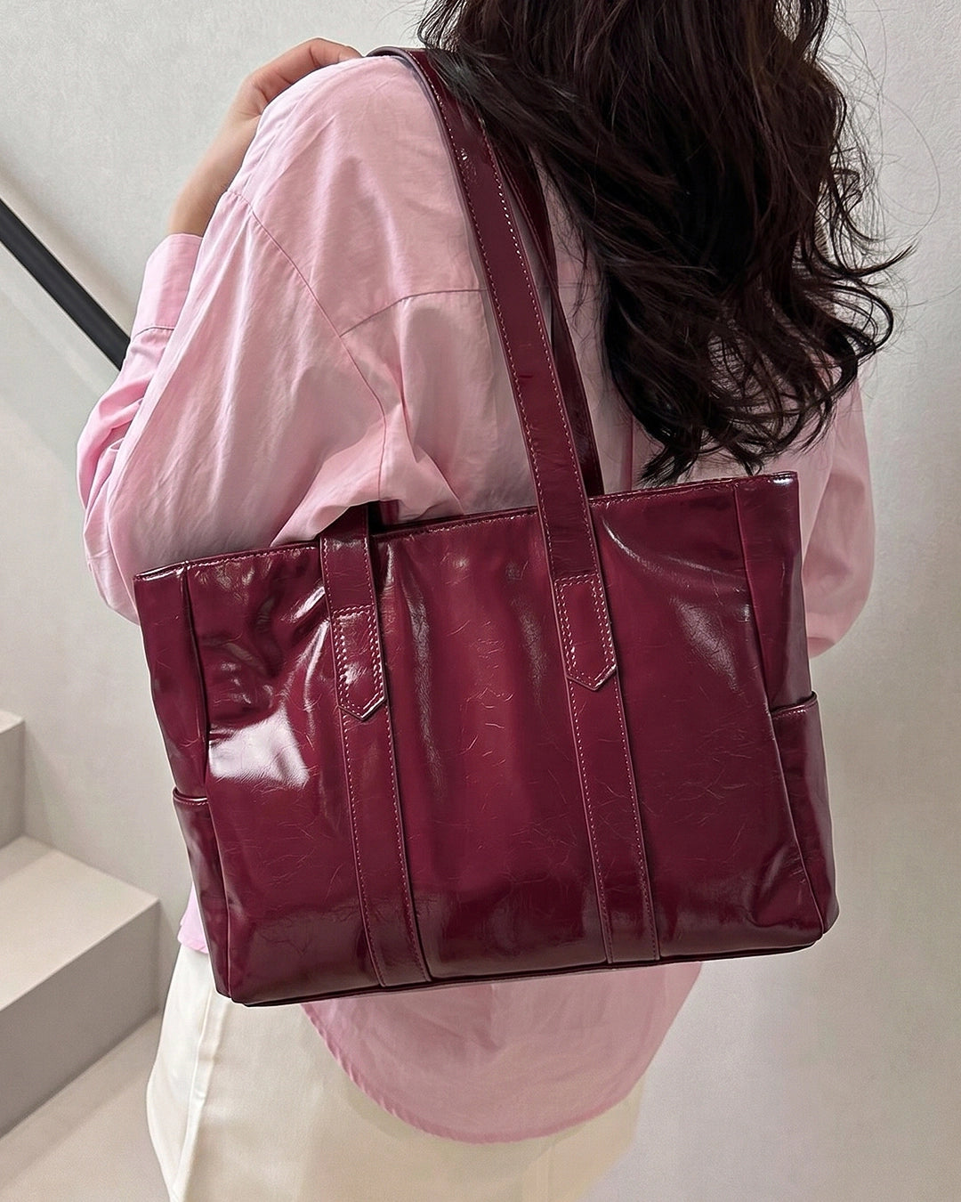 Versatile Large Capacity Tote Bag in Cherry Red
