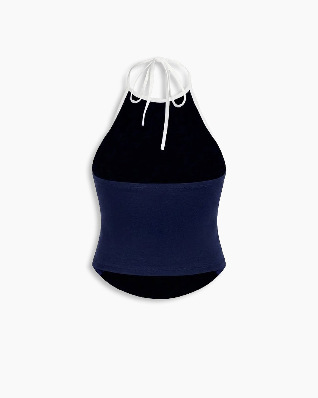 Sporty Ruched Halter Neck Racerback Top Curve And Plus in Navy Blue