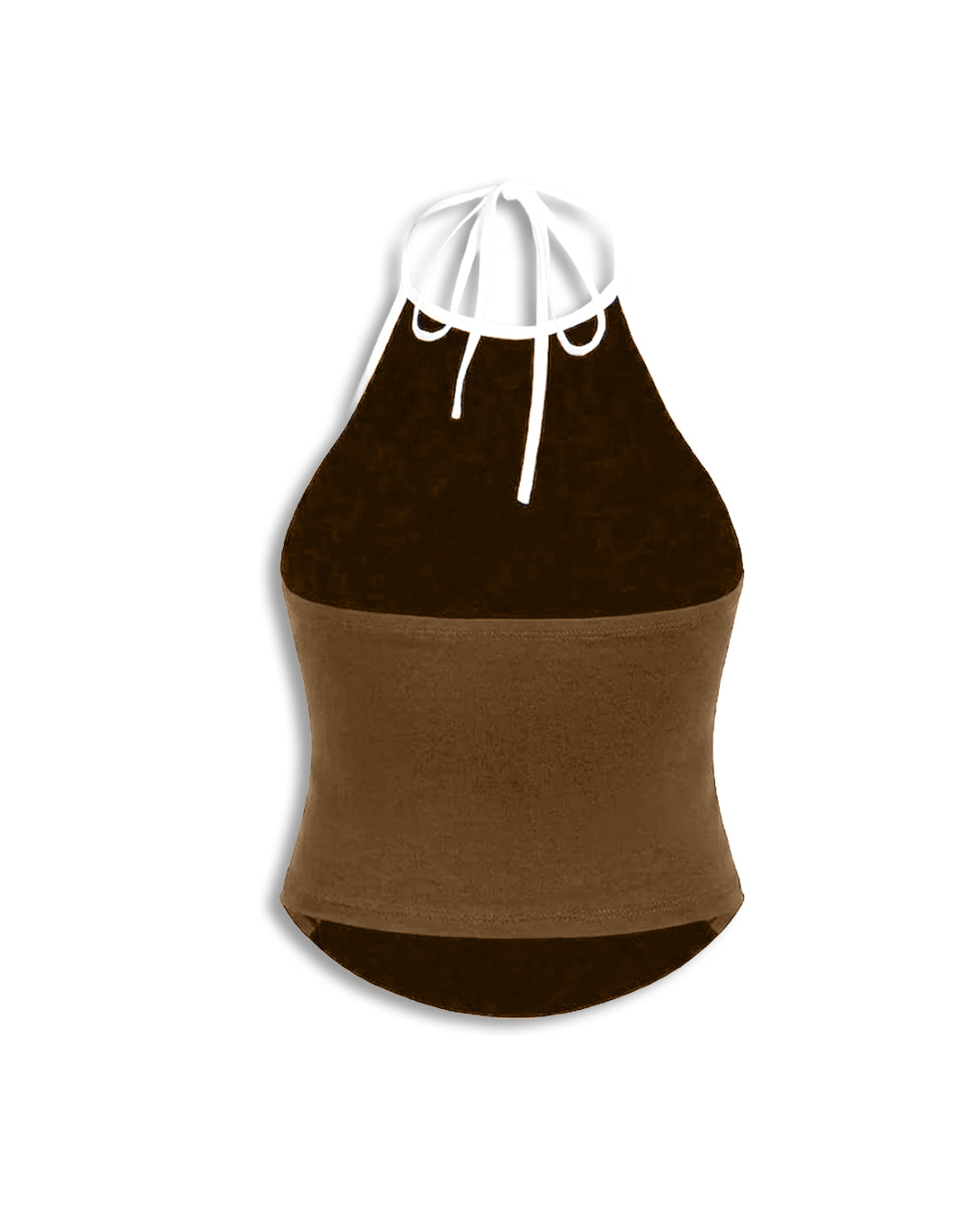 Sporty Ruched Halter Neck Racerback Top Curve And Plus in Brown