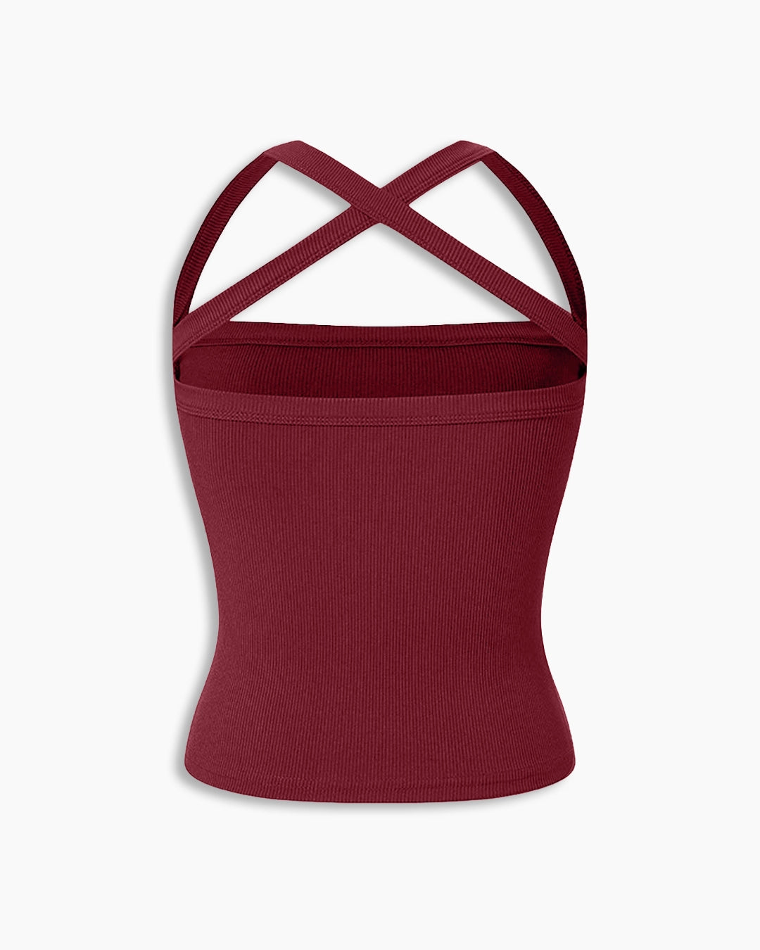 Criss Cross Halter Sleeveless Crop Top in Burgundy