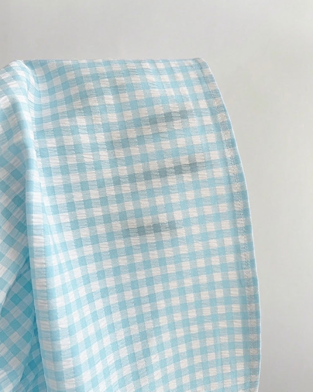 Cute Striped Puff Sleeve Summer Top in Baby Blue