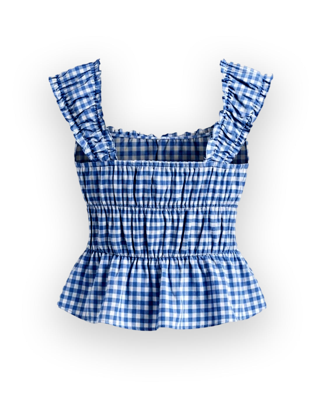 Gingham Bowknot Sleeveless Top in Sky Blue