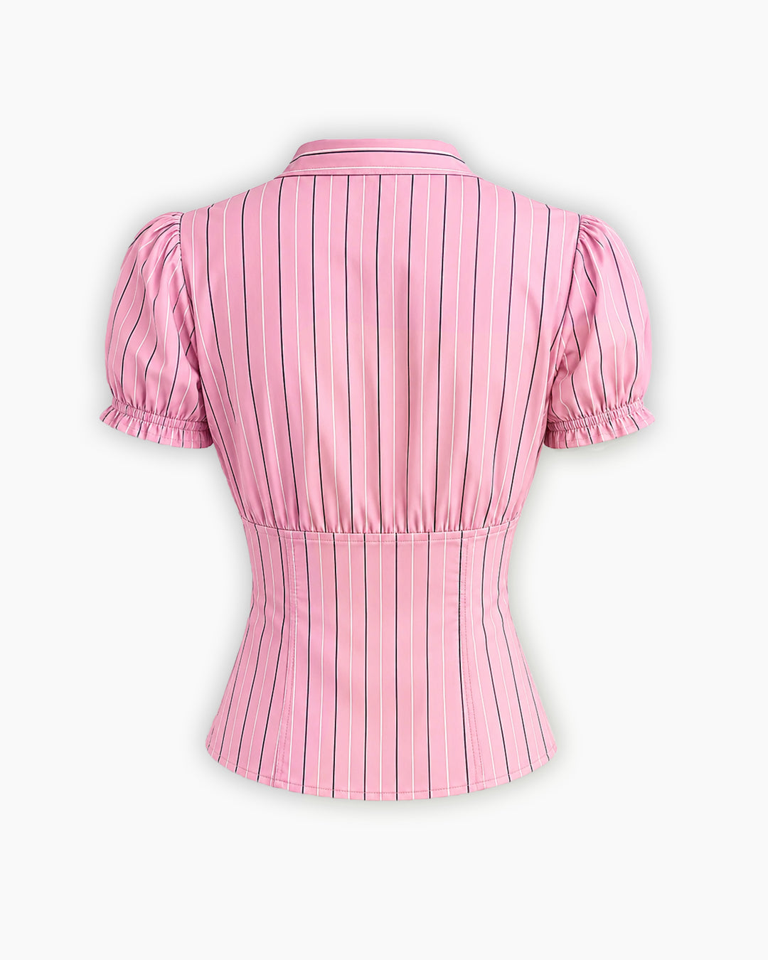 V-neck Lettuce Trim Striped Short Sleeve Top in Powder Pink