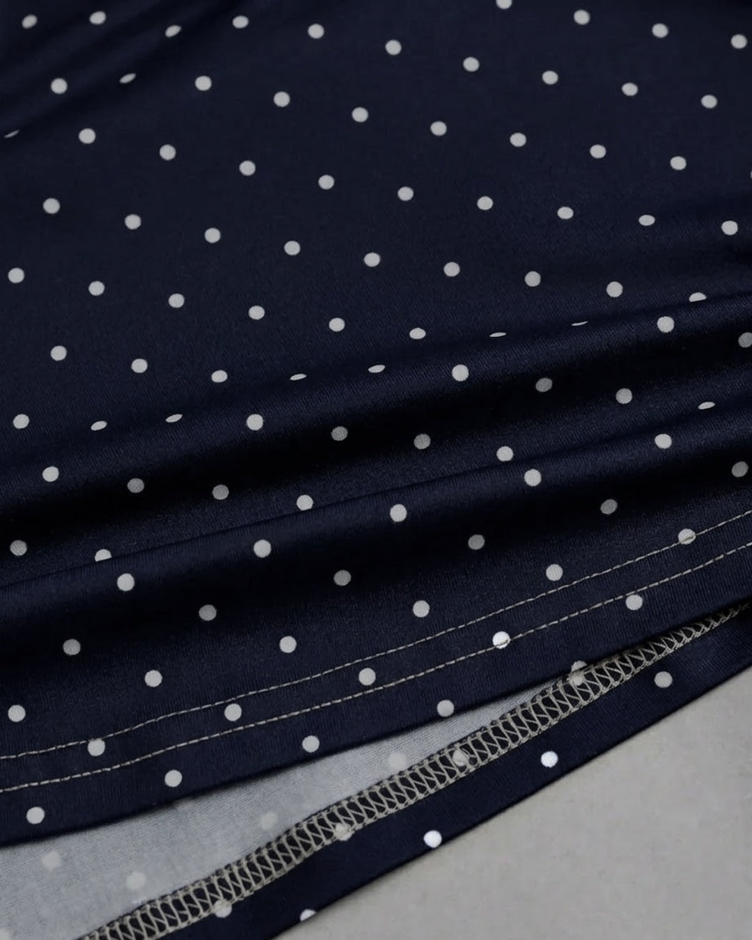 Strapless Ruched Polka Dot Tie-Up Top in Dark Navy Blue