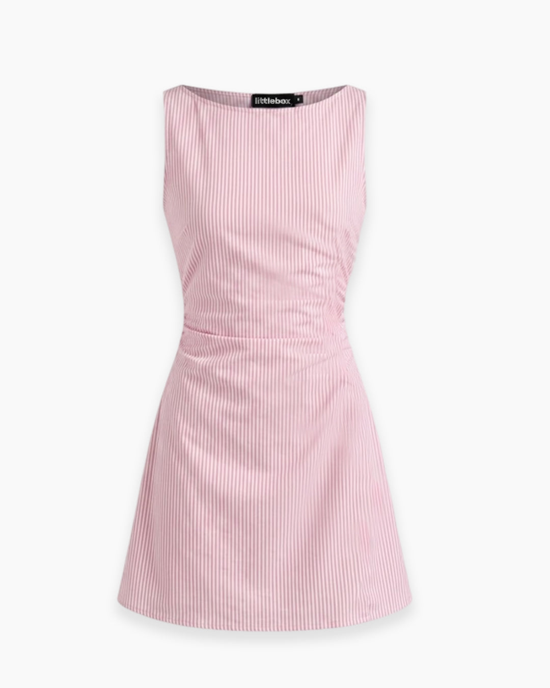Sleeveless Striped Bodycon Mini Dress in Baby Pink