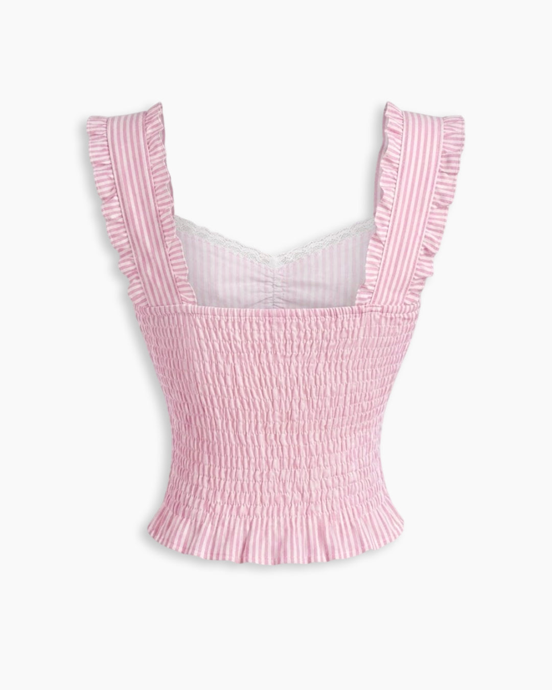 Casual Sweetheart Neck Gingham Sleeveless Crop Top in Baby Pink
